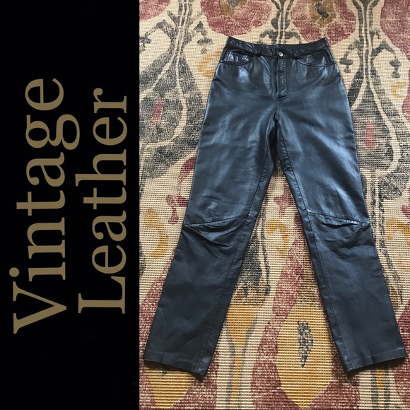 𝐕𝐈𝐍𝐓𝐀𝐆𝐄 Black Leather Pants - Picture 6 of 10